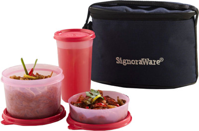 Signoraware 522 3 Containers Lunch Box(1180 ml), Pink