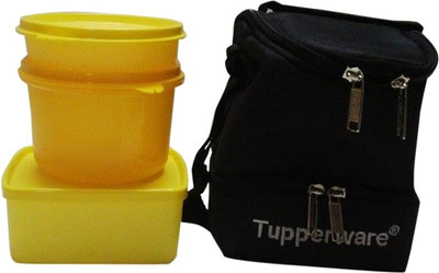 

Tupperware Trendy Lunch 3 Containers Lunch Box(1100 ml), Green;yellow