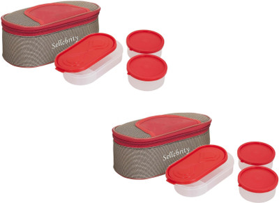 

Sellebrity Combo Solace Red Brown 6 Containers Lunch Box(1300 ml), Brown;red