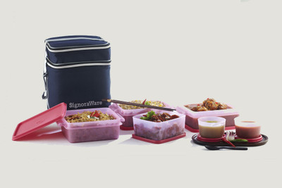 

Signoraware Family Pack Lunch Box (with bag) - Pink 6 Containers Lunch Box(3000 ml)