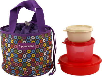 

Tupperware Tup 807 3 Containers Lunch Box(1150 ml), Red;white