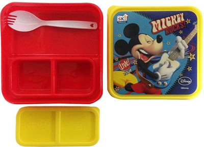 

Funcart Funcart Mickey Mouse Tiffin Set with fork 1 Containers Lunch Box(300 ml), Multicolor