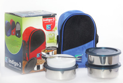 Stenso Indigo 3 Containers Lunch Box(650 ml), Blue