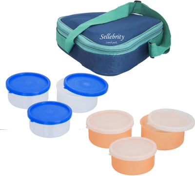 

Sellebrity Combo Triangle Blue 6 Containers Lunch Box(1200 ml), Multicolor