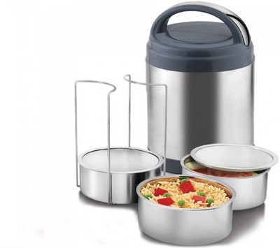 

Power Plus Meal Deal insulated stainless steel containers lunch box 3 Containers Lunch Box, Silver