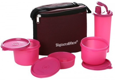 

Signoraware Combo Executive Medium (Pink) 4 Containers Lunch Box(1580 ml)