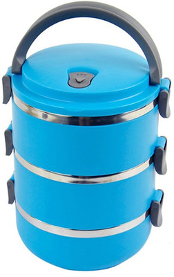 

MOG Easy Lock Stainless Steel Triple Layer 3 Containers Lunch Box(2100 ml), Blue