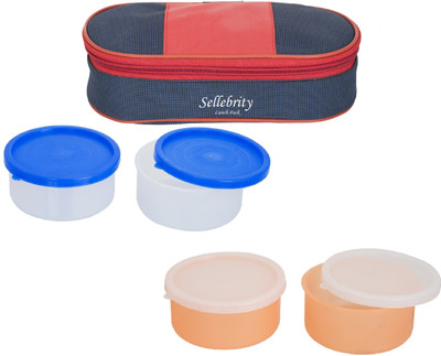 

Sellebrity Combo Royal Red Blue 4 Containers Lunch Box(80 ml), Multicolor