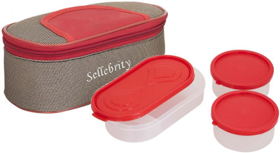 

Sellebrity Executive Solace Red Brown 3 Containers Lunch Box(650 ml), Brown;red