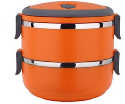 

MOG Stainless Steel Double Layer 2 Containers Lunch Box 2 Containers Lunch Box(1400 ml), Orange