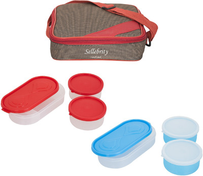 

Sellebrity Best Metro With 3 Boxes 6 Containers Lunch Box(1300 ml), Brown;red