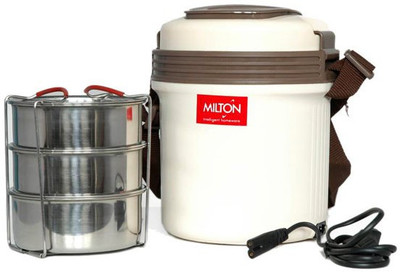 

Milton Electron 3 Containers Lunch Box(400 ml), Beige;brown