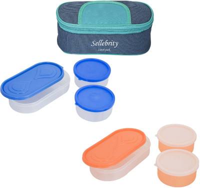 

Sellebrity Combo Solace Blue Green 6 Containers Lunch Box(1300 ml), Multicolor