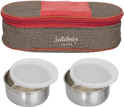 

Sellebrity Perfect 2 Containers Lunch Box(400 ml), Brown;red