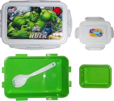 

SKI Incredible HULK 2 Containers Lunch Box(800 ml), Green;white