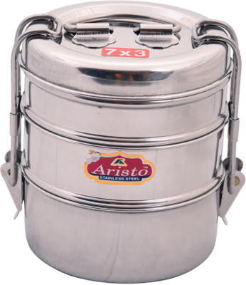 

Aristo Tiffin 7X3 3 Containers Lunch Box(400 ml), Silver