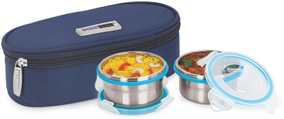 

Steel Lock TIFFIN 1221 2 Containers Lunch Box, Blue;silver