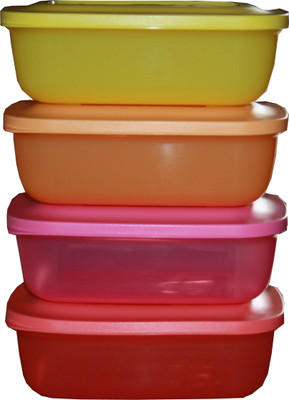 

Tupperware Rectangular lunchmates 4 Containers Lunch Box(500 ml), Orange;pink;red;yellow