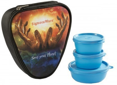 Signoraware Galaxy Sleek - Blue (700ml) 3 Containers Lunch Box(700 ml)