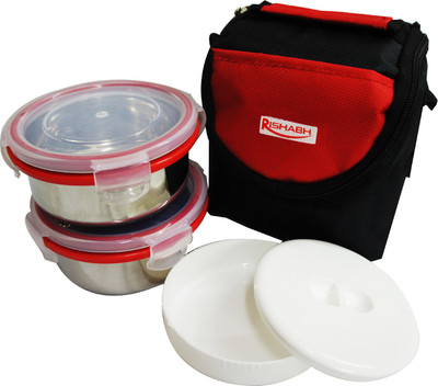 

Rishabh Super Lunch 2 3 Containers Lunch Box(600 ml), Black