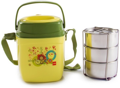

Cello World Relish 3 Containers Lunch Box, Green;yellow