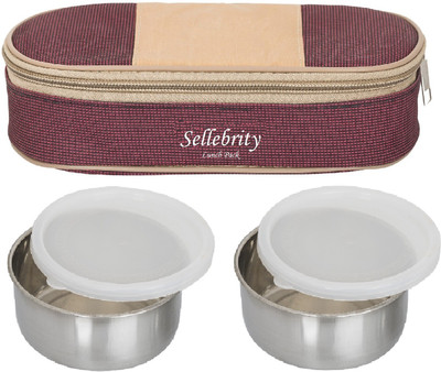 

Sellebrity Luxury 2 Containers Lunch Box(400 ml), Maroon brown