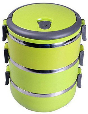 MOG Easy Lock Stainless Steel Triple Layer 3 Containers Lunch Box(2100 ml)
