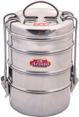 Aristo Tiffin 7X4 4 Containers Lunch Box(400 ml), Silver