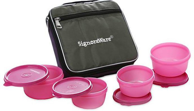 

Signoraware 549 Fresh 4 Containers Lunch Box(1020 ml), Pink