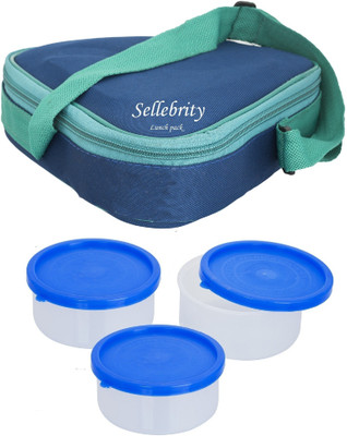 

Sellebrity Indian Triangle Blue 3 Containers Lunch Box(600 ml), Multicolor