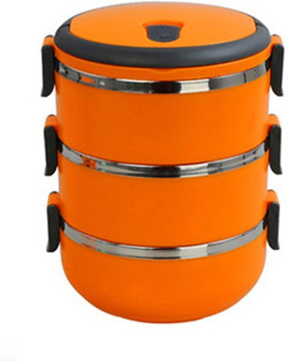 

Dragon Easy Lock Stainless Steel Triple 3 Containers Lunch Box(2100 ml), Orange