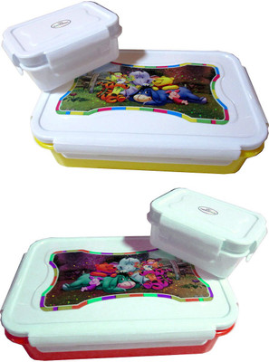 

Goldcave Cartoon Printed Lunch Box Set of 2 2 Containers Lunch Box(500 ml), Multicolor