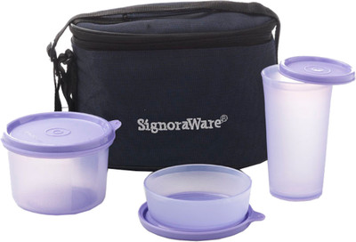 

Signoraware 522 3 Containers Lunch Box(1180 ml), Mauve