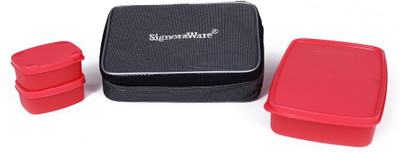 

Signoraware 515 Compact (with Bag) 3 Containers Lunch Box(1050 ml), Red