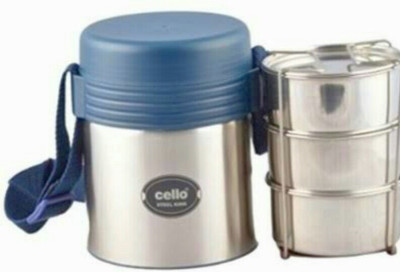 

Cello Cello steel king 3 3 Containers Lunch Box(750 ml), Multicolor