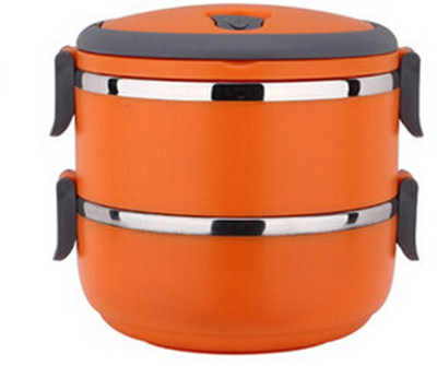 

MOG Easy Lock Stainless Steel Double Layer 2 Containers Lunch Box(1400 ml), Orange