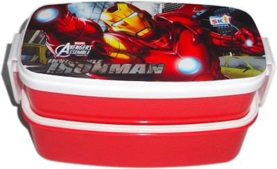 

SKI Invincible Ironman 2 Containers Lunch Box(775 ml), Red;white