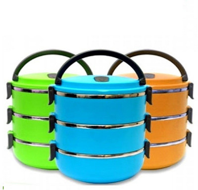 

Shopper52 Stainless Steel Double Layer 3Pcs 2100ml - LUBX3P 3 Containers Lunch Box(2100 ml), Multicolor