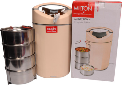

Milton Megatron 4 4 Containers Lunch Box(480 ml), Grey;ivory