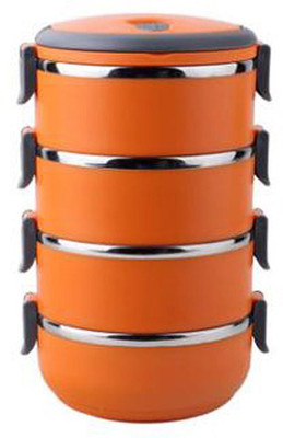 

MOG Easy Lock Stainless Steel Four Layer 4 Containers Lunch Box(2800 ml), Orange
