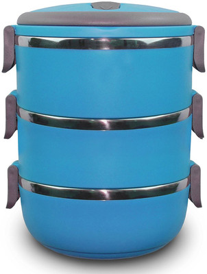 

Mood of Wood Three Layer Tiffin Box 3 Containers Lunch Box(2100 ml), Blue