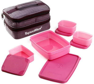 

Signoraware Fortune 4 Containers Lunch Box(900 ml), Pink
