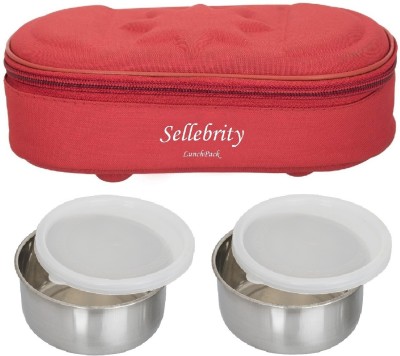 

Sellebrity Kohinoor 2 Containers Lunch Box(400 ml), Red