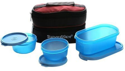 

Signoraware Healthy Lunch Box with Bag 3 Containers Lunch Box(900 ml), Blue