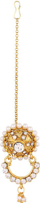 Pink Rose Alloy Maang Tikka