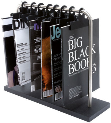 Present Time Rack Floor Standing Magazine Holder(Silver, Black, Stainless Steel)