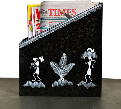 

ExclusiveLane EL-007-018_New1 1 Compartments Wooden Newspaper Holder(Black)