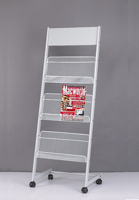 

Chrome Floor Standing Magazine Holder(Grey, Iron)