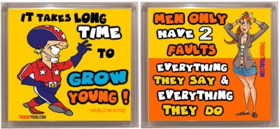 

Thoughtroad 2FAULTS GROW YOUNG Fridge Magnet Pack of 2