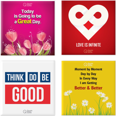

QuoteSutra QuoteSutra Positivity Inspiration Affirmation Fridge Magnets Set of Four Fridge Magnet Pack of 4(Pink, Yellow, Red, White)